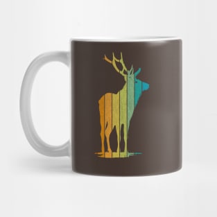 Wild Elk Silhouette Retro Stripe Pattern Mug